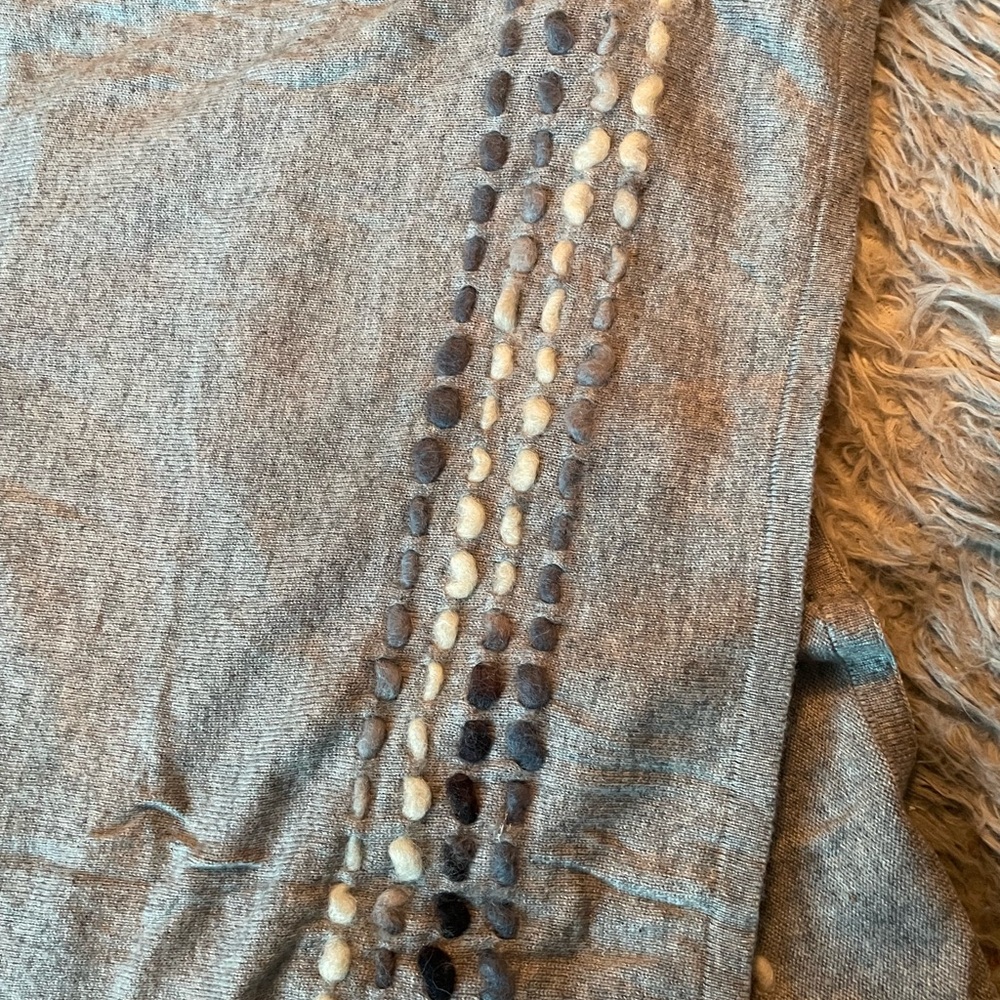 Gray Knit Scarf with Textured Detailing